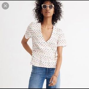 Madewell ruffle hem wrap top in clipdot